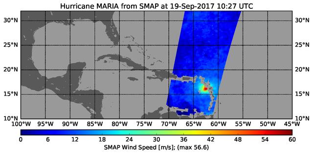 NASA image: Hurricane Maria's Strengthening Winds Seen in NASA SMAP Image