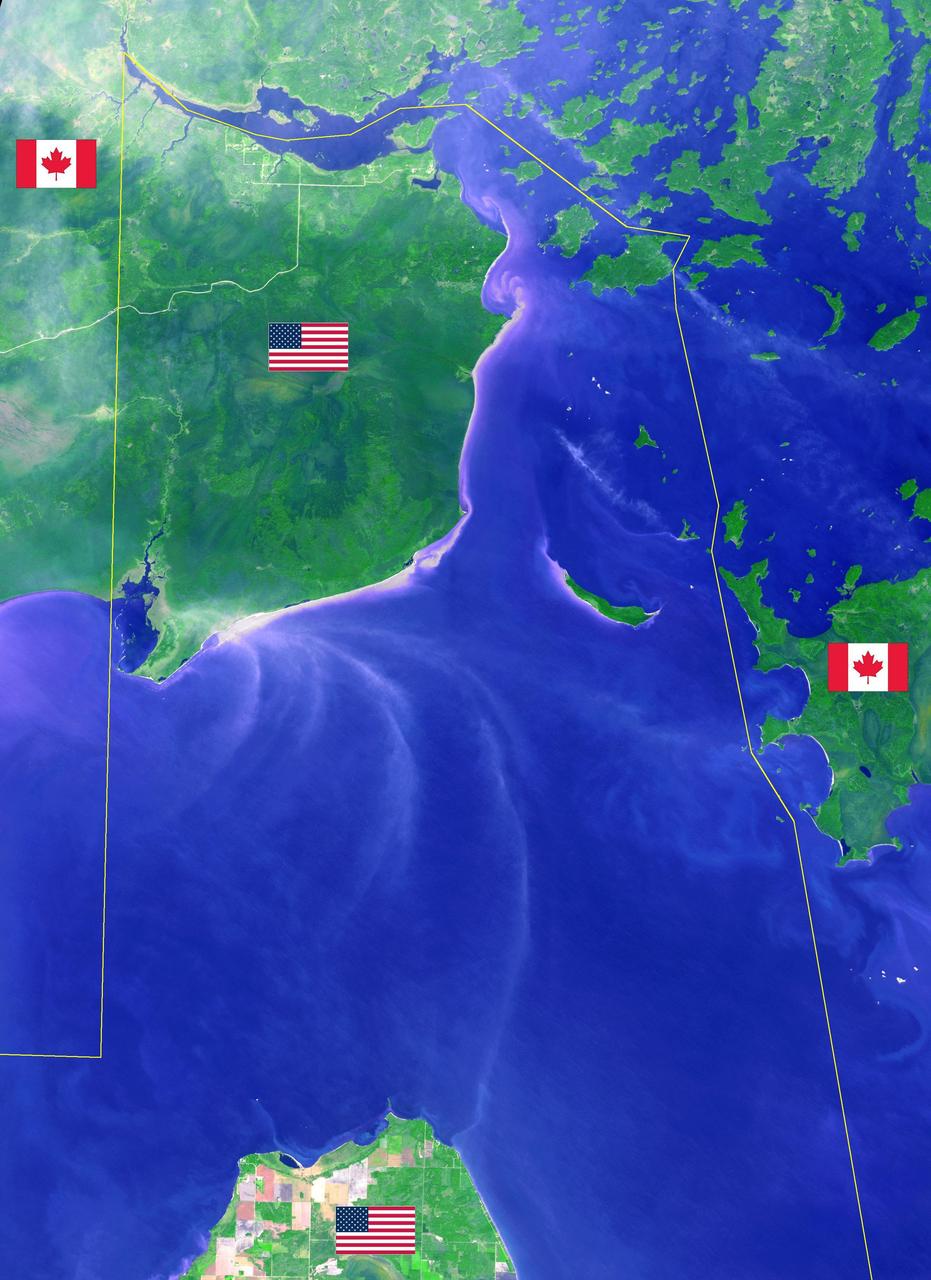 Minnesota's Northwest Angle is the northernmost point of the continental United States. The Angle became part of the US due to a map error during the 1783 Treaty of Paris. Located in the Lake of the Woods, driving there requires crossing the US-Canada border twice. The image was acquired September 22, 2013, covers an area of 40 by 55 km, and is located at 49.2 degrees north, 95.1 degrees west. https://photojournal.jpl.nasa.gov/catalog/PIA21997