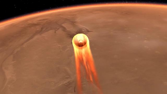 An artist's impression of InSight's Entry, Descent and Landing (EDL). InSight is short for Interior Exploration using Seismic Investigations, Geodesy and Heat Transport. The mission is the first outer space explorer to study the "inner space" of Mars. The lander probes deep beneath the surface of Mars to study the fingerprints of the processes that first formed the rocky planets of our solar system. Entry, descent, and landing (EDL) begins when the spacecraft reaches the Martian atmosphere, about 80 miles (about 128 kilometers) above the surface, and ends with the lander safe and sound on the surface of Mars six minutes later. https://photojournal.jpl.nasa.gov/catalog/PIA22100
