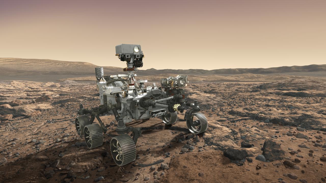 NASA's Mars 2020 rover looks at the horizon in this artist's concept.  The mission will not only seek out and study an area likely to have been habitable in the distant past, but it will take the next, bold step in robotic exploration of the Red Planet by seeking signs of past microbial life itself.  Mars 2020 will use powerful instruments to investigate rocks on Mars down to the microscopic scale of variations in texture and composition. It will also acquire and store samples of the most promising rocks and soils that it encounters, and set them aside on the surface of Mars. A future mission could potentially return these samples to Earth.  Mars 2020 is targeted for launch in July/August 2020 aboard an Atlas V-541 rocket from Space Launch Complex 41 at Cape Canaveral Air Force Station in Florida.   https://photojournal.jpl.nasa.gov/catalog/PIA22110