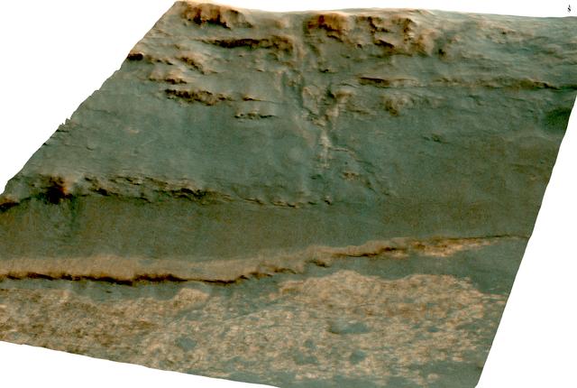 NASA image: Martian 'Perseverance Valley' in Perspective (Vertical Exaggeration)
