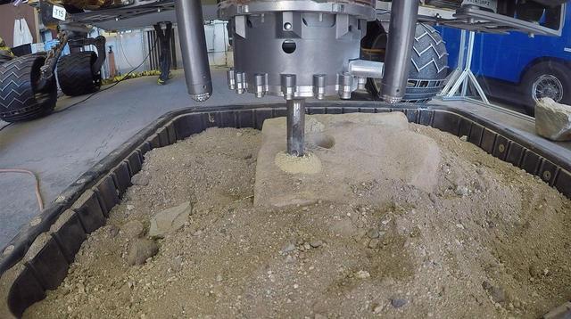 This video clip shows a test of a new percussive drilling technique at NASA's Jet Propulsion Laboratory in Pasadena, California. On May 19, NASA's Curiosity rover is scheduled to test percussive drilling on Mars for the first time since December 2016.  The video clip was shot on March 28, 2018. It has been sped up by 50 times.  Curiosity's drill was designed to pulverize rocks samples into powder, which can then be deposited into two chemistry laboratories carried inside of the rover. Curiosity's science team is eager to the rover using percussive drilling again; it will approach a clay-enriched area later this year that could shed new light on the history of water in Gale Crater.  An animation is available at https://photojournal.jpl.nasa.gov/catalog/PIA22324