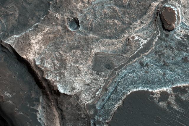 NASA image: Layers along a Pit in Coprates Catena