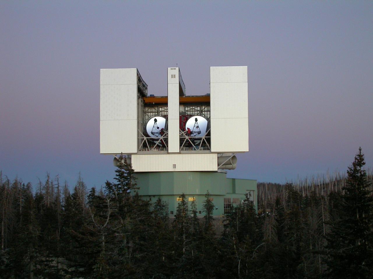 The Large Binocular Telescope Interferometer, or LBTI, is a ground-based instrument connecting two 8-meter class telescopes on Mount Graham in Arizona to form the largest single-mount telescope in the world. The interferometer is designed to detect and study stars and planets outside our solar system.   https://photojournal.jpl.nasa.gov/catalog/PIA22354