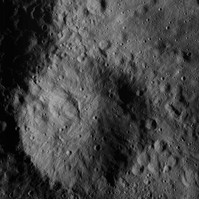 This image of a small crater north of Ceres' Datan Crater was obtained by NASA's Dawn spacecraft on June 9, 2018 from an altitude of about 48 miles (77 kilometers). https://photojournal.jpl.nasa.gov/catalog/PIA22528