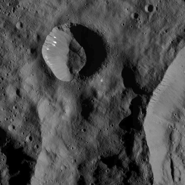 NASA image: Bright Spots in Small Crater on Ceres