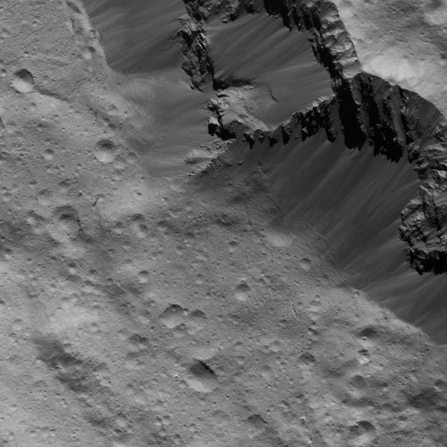 NASA image: Landslides Along Occator Crater's Wall