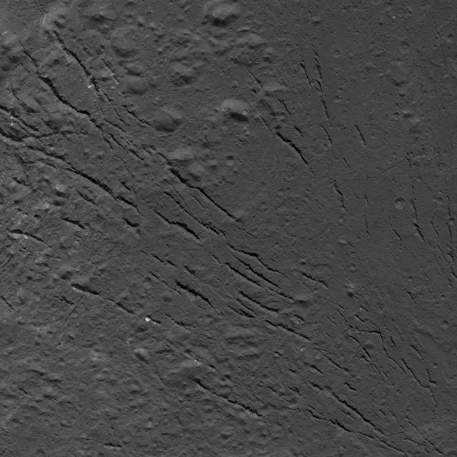 This image was obtained by NASA's Dawn spacecraft on July 25, 2018 from an altitude of about 87 miles (140 kilometers).  The center of this picture is located at about 16.4 degrees north latitude and 238.9 degrees east longitude.  https://photojournal.jpl.nasa.gov/catalog/PIA22760