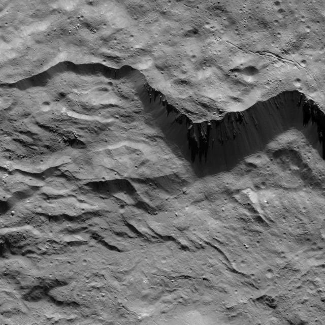 NASA image: Mass Wasting Features Along Occator Crater's Rim