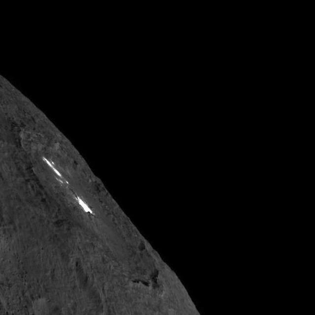 NASA image: Occator Crater on Ceres' Limb -- Long Exposure