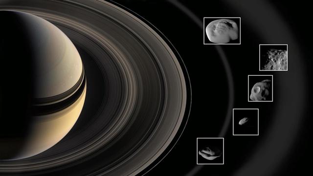 NASA image: Cassini Moons Flybys