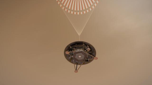 NASA image: InSight on Its Parachute (Illustration)