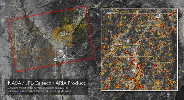 NASA image: Updated ARIA Map of CA Camp Fire Damage