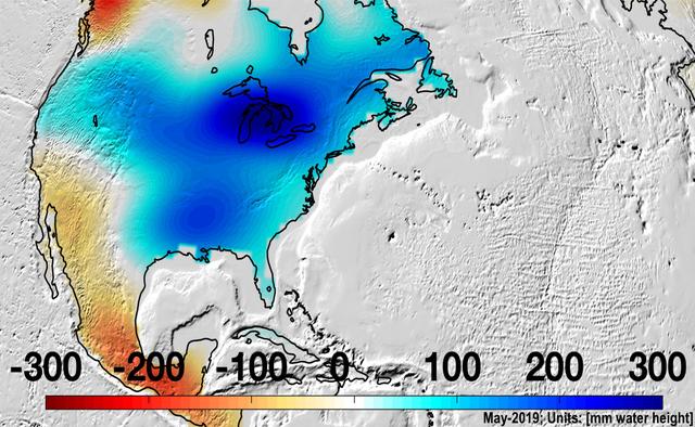 NASA image: Changes in Mass, North America