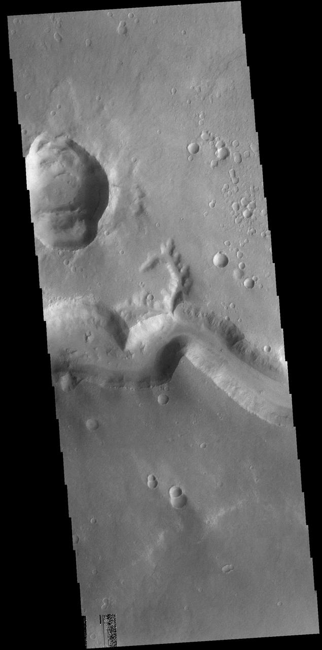 Today's VIS image shows a small section of Nirgal Vallis. Nirgal Vallis is located in Noachis Terra.  Orbit Number: 74561 Latitude: -27.9987 Longitude: 319.355 Instrument: VIS Captured: 2018-10-05 14:39  https://photojournal.jpl.nasa.gov/catalog/PIA22856