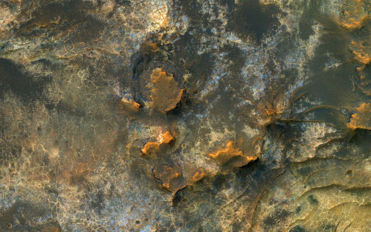 HiRISE reveals small-scale shapes that often correlate with mineral units and provides information about stratigraphy (i.e., what's on top and relative ages). This image was acquired for co-analysis with a spectrometer instrument also on our spacecraft called CRISM (Compact Reconnaissance Imaging Spectrometer for Mars). It shows polygonal units that match clay-rich areas. Plus, this region is colorful!  This location, in Eridania Basin, was the site of an ancient lake, so these clay-rich sediments may have been habitable.  While CRISM cannot acquire new data from their infrared channel due to lack of cooling, they have acquired much previous data that lacks HiRISE coverage.  https://photojournal.jpl.nasa.gov/catalog/PIA23105