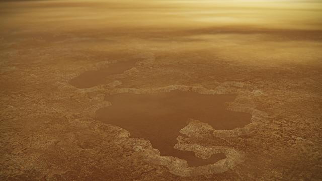 NASA image: Titan's Rimmed Lakes (Artist's Concept)