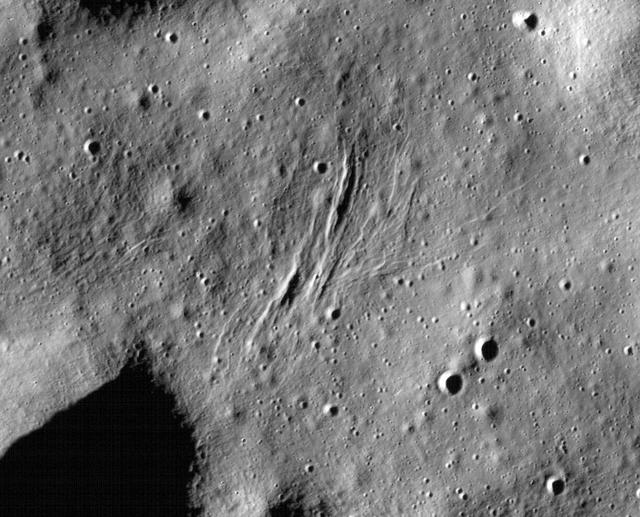 These graben - a kind of trench that is formed as a surface expands - were imaged near a region of the Moon called Mare Frigoris by NASA's Lunar Reconnaissance Orbiter (LRO).  https://photojournal.jpl.nasa.gov/catalog/PIA23237