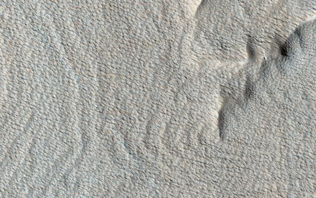 NASA image: Rhythmic Layers East of Medusae Fossae