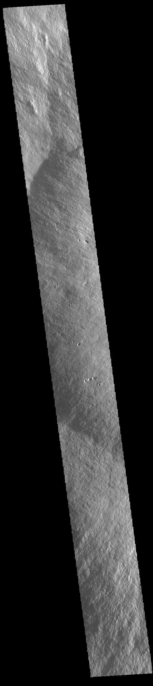 Today's VIS image is located on the upper flank of Olympus Mons. Olympus Mons is the largest volcano in the solar system, standing 14 miles high above the surrounding volcanic plains.  Orbit Number: 77209 Latitude: 17.991 Longitude: 225.786 Instrument: VIS Captured: 2019-05-11 16:44  https://photojournal.jpl.nasa.gov/catalog/PIA23297
