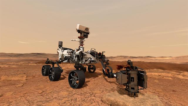In this illustration, NASA's Mars 2020 rover uses its drill to core a rock sample on Mars.  Scheduled to launch in July 2020, the Mars 2020 rover represents the first leg of humanity's first round trip to another planet. The rover will collect and store rock and soil samples on the planet's surface that future missions will retrieve and return to Earth. NASA and the European Space Agency are solidifying concepts for a Mars sample return mission.  https://photojournal.jpl.nasa.gov/catalog/PIA23491