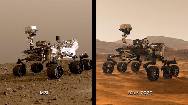 Illustrations of NASA's Curiosity and Mars 2020 rovers. While the newest rover borrows from Curiosity's design, each has its own role in the ongoing exploration of Mars and the search for ancient life.  https://photojournal.jpl.nasa.gov/catalog/PIA23517