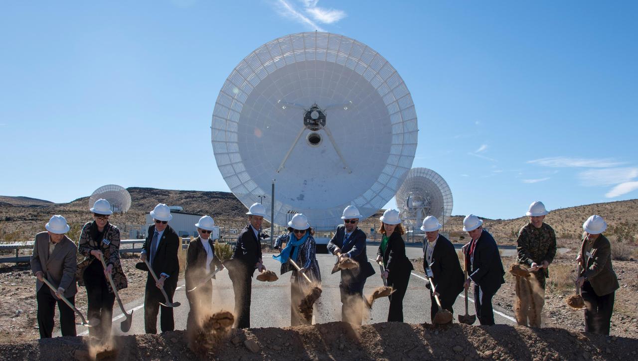 On Feb. 11, 2020, NASA, JPL, military and local officials broke ground in Goldstone, California, for a new antenna in the agency's Deep Space Network, which communicates with all its deep space missions.      When completed in 2 ½ years, the new 112-foot-wide (34-meter-wide) antenna dish will include mirrors and a special receiver for optical, or laser, communications from deep space missions.  https://photojournal.jpl.nasa.gov/catalog/PIA23618