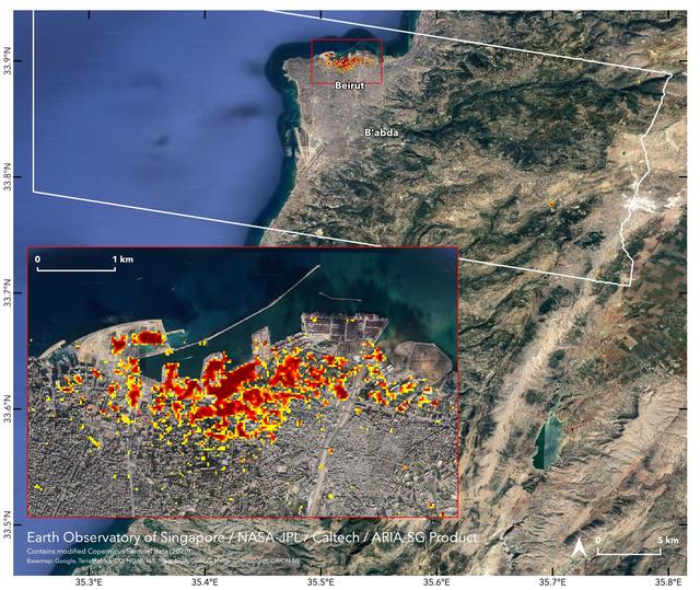 NASA image: ARIA Damage Map: Beirut Explosion Aftermath