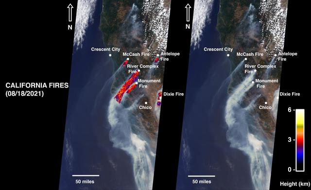 NASA image: NASA's MISR Instrument Detects Smoke Plumes Over Northern California