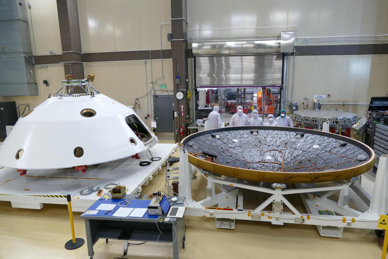MEDLI2 sensors are installed on the Mars 2020 heat shield and back shell prior to launch. The sensors will measure the environment surrounding the spacecraft and the performance of thermal protection system material during the atmospheric entry phase of NASA's Mars 2020 Perseverance rover mission.  https://photojournal.jpl.nasa.gov/catalog/PIA23989