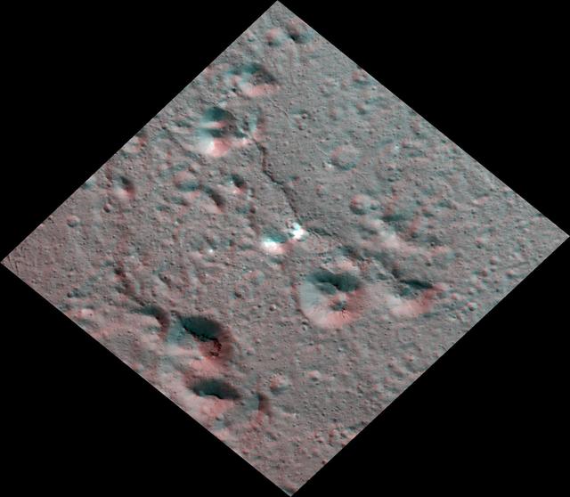 NASA image: Dawn Stereo Anaglyph of Hydrothermal Deposits at Occator Crater, Ceres