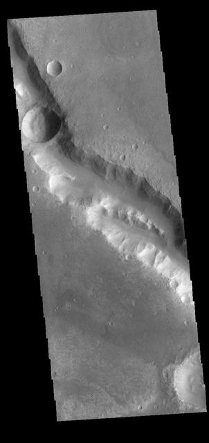 This VIS image shows a section of Her Desher Vallis. This channel is located in Noachis Terra. Her Desher is the Egyptian word for Mars.  Orbit Number: 81898 Latitude: -25.2878 Longitude: 312.226 Instrument: VIS Captured: 2020-05-31 19:01  https://photojournal.jpl.nasa.gov/catalog/PIA24088