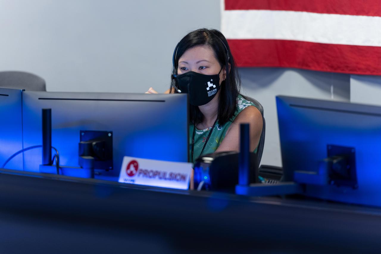 Propulsion Lead Rebekah Lam participates in Perseverance's second trajectory correction maneuver at NASA's Jet Propulsion Laboratory in Southern California.  https://photojournal.jpl.nasa.gov/catalog/PIA24194