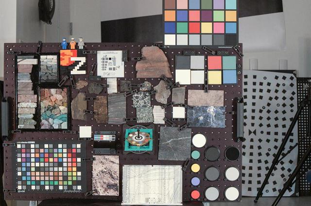 This modern-looking "geoboard" adds a pop of color to the lab at Malin Space Science Systems in San Diego, California. With an array of colors and textures, this board looks like art, but it is an important tool for camera testing. Imaging the color samples and the rock and mineral specimens gives the camera team important references for when they are imaging rocks on Mars with Mastcam-Z.  https://photojournal.jpl.nasa.gov/catalog/PIA24199