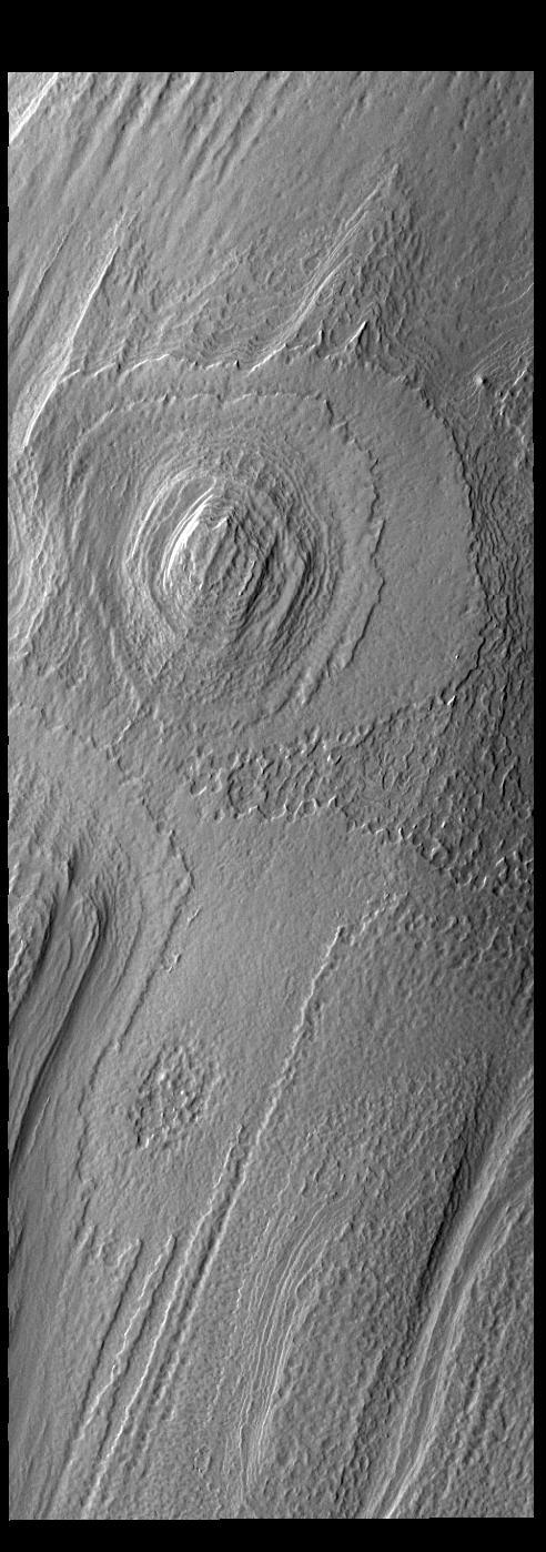 Today's VIS images shows part of the south polar cap. The cap was created over millions of years with deposition of ice and dust during different seasons, creating the layers seen in this image. This image was collected during summer at the south pole. The south polar cap is called Australe Planum.  Orbit Number: 83915 Latitude: -86.5552 Longitude: 149.181 Instrument: VIS Captured: 2020-11-13 20:32  https://photojournal.jpl.nasa.gov/catalog/PIA24351