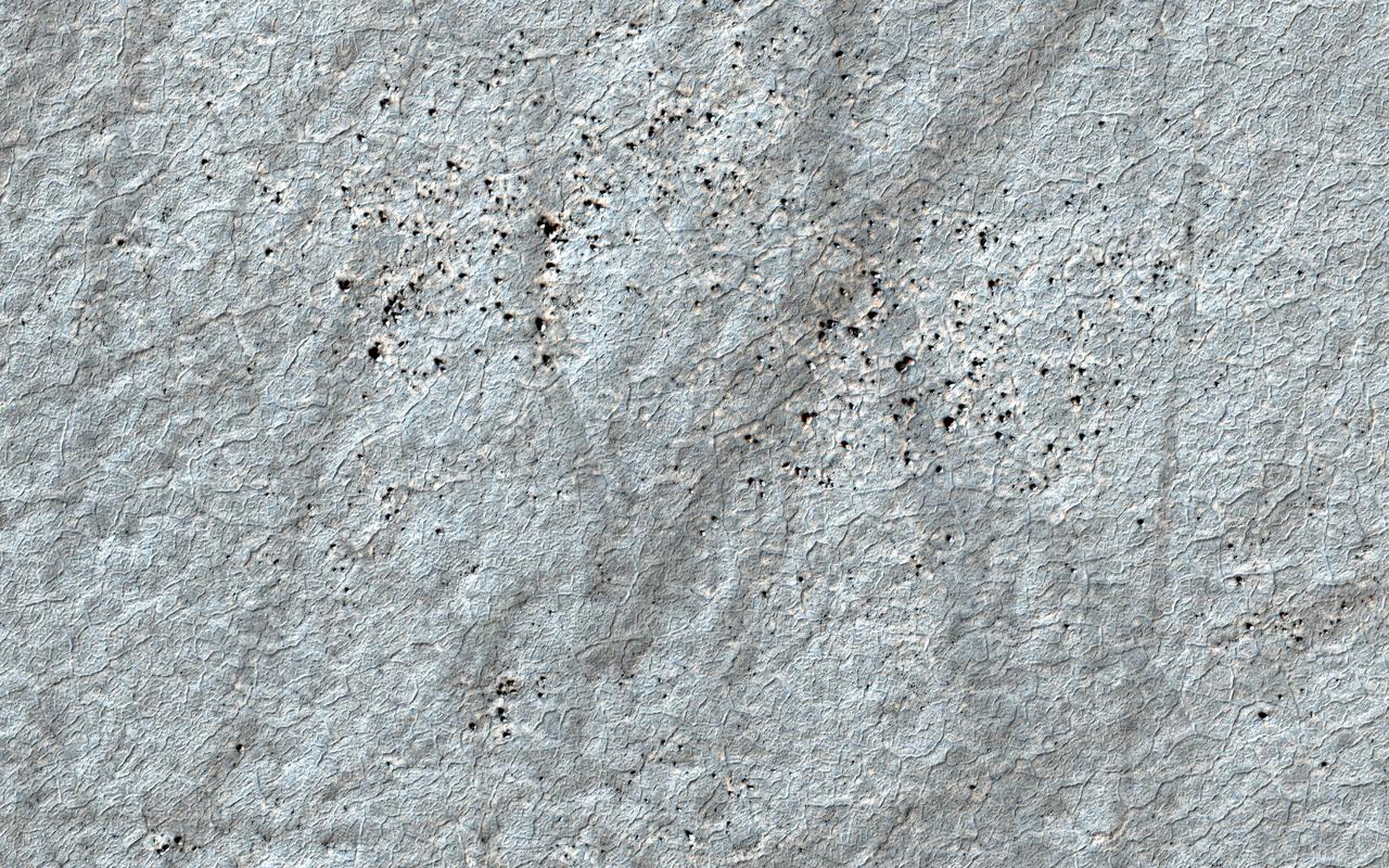 The soil surface on Mars is believed to contain water ice, especially at higher latitudes. Similar to permafrost regions on Earth, this permanently frozen water remains geologically active.  With the changing seasons, alternate cooling and warming causes the ice-cemented soil to contract and expand. Under favorable conditions these forces generate cracks into the hard frozen ground releasing the stresses caused by contraction. Over years of cyclic cracking, a curious honeycomb-like polygonal pattern arises.  The presence of these widespread patterns on Mars present valuable clues as to the occurrence or absence of ice in the subsurface. This image shows a textbook example of regular, nearly hexagonal polygon networks. The geometry of the polygons reveals hints of how long the ice has been there and how deeply buried it may be.  https://photojournal.jpl.nasa.gov/catalog/PIA24385