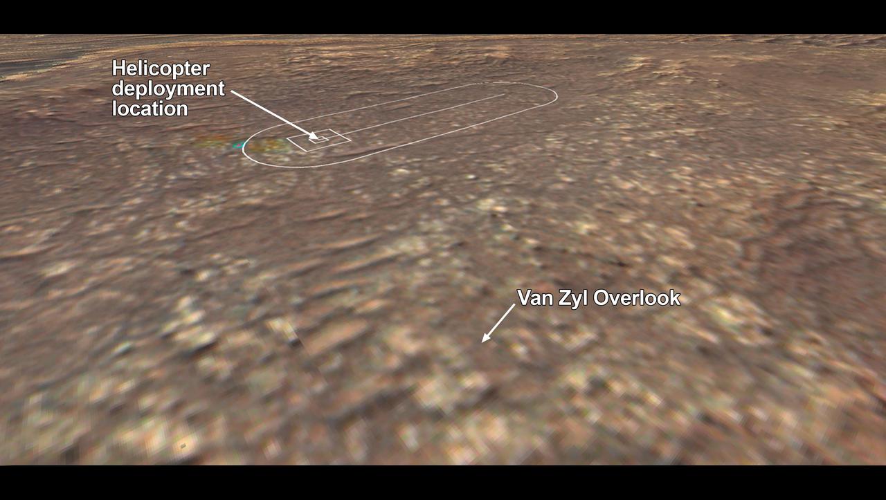 The location where NASA's Mars 2020 Perseverance rover will observe the Ingenuity Mars Helicopter's attempt at powered controlled flight at Mars is called "Van Zyl Overlook," after Jakob van Zyl. Van Zyl was the team's longtime colleague, mentor, and leader at NASA's Jet Propulsion Laboratory in Southern California. He passed away unexpectedly in August 2020, about a month after the launch of Perseverance.      Van Zyl joined JPL in 1986 and served in crucial roles at the Lab over a 33-year career, including as director for the Astronomy and Physics Directorate, associate director for project formulation and strategy, and finally director for the Solar System Exploration Directorate.      As leader of solar system exploration at JPL, he oversaw successful operations of such NASA missions as Juno, Dawn, and Cassini, the implementation of the Mars InSight lander and MarCO CubeSats, as well as ongoing development of Europa Clipper, Psyche, and all of JPL's instruments and Ingenuity.  https://photojournal.jpl.nasa.gov/catalog/PIA24435