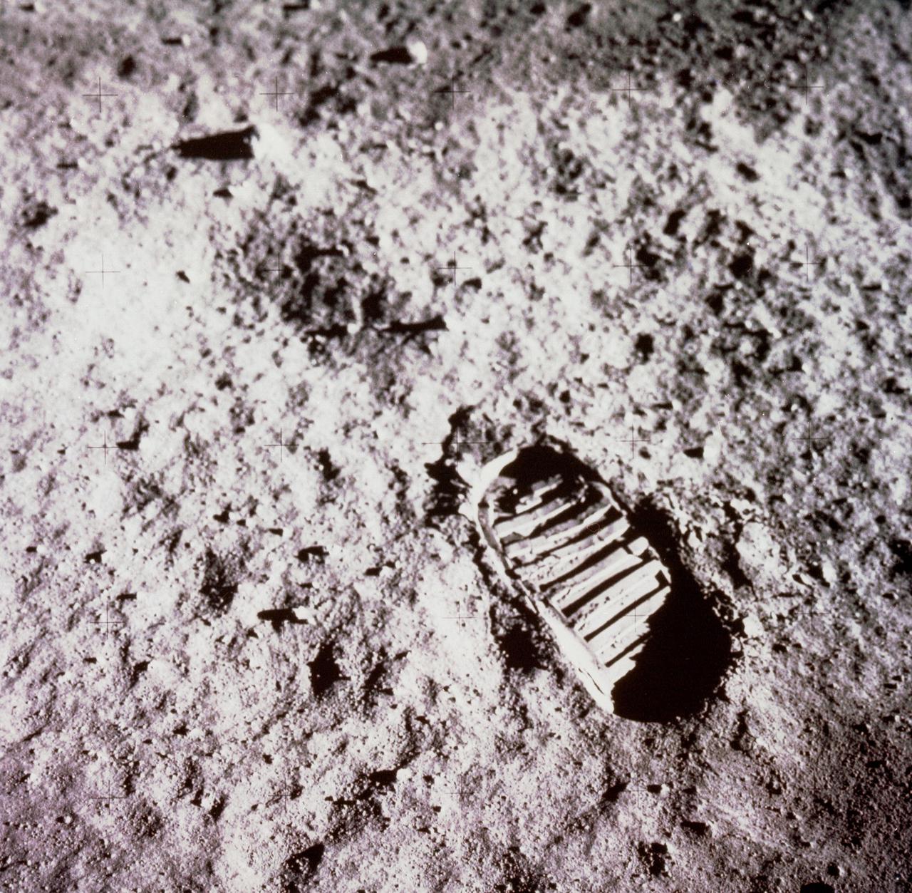 Buzz Aldrin took this iconic image of a bootprint on the Moon during the Apollo 11 moonwalk on July 20, 1969.  https://photojournal.jpl.nasa.gov/catalog/PIA24439
