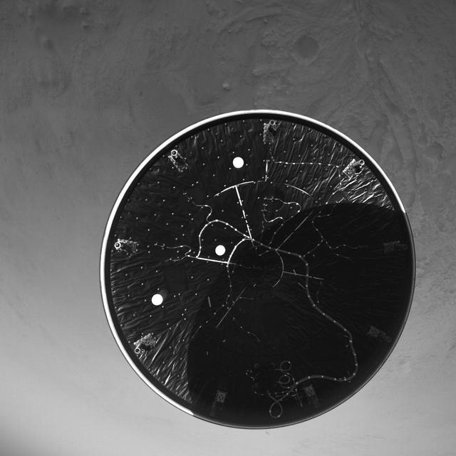 NASA image: Perseverance's LCAM Views the Heat Shield During Descent