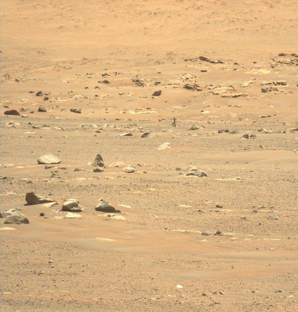 This image of Ingenuity was taken on May 23, 2021 – the day after its sixth flight – by the Mastcam-Z instrument aboard the Perseverance Mars rover.  https://photojournal.jpl.nasa.gov/catalog/PIA24599