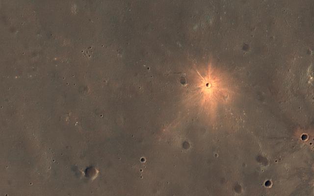 NASA image: A New Impact Crater with Bright Ejecta