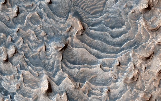 NASA image: Layers Blanket a Crater Floor