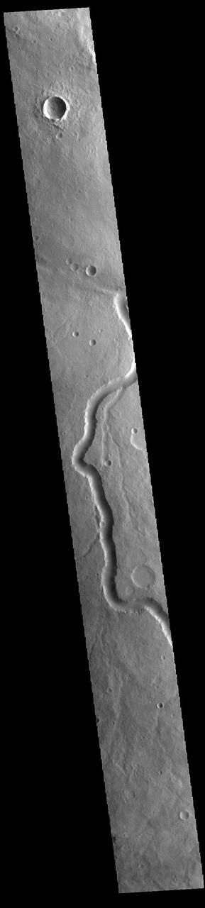 Today's VIS image shows a section of Scamander Vallis. Scamander Vallis is located in northern Terra Sabaea. The channel is 269km (167 miles) long.  Orbit Number: 85539 Latitude: 16.1834 Longitude: 28.5207 Instrument: VIS Captured: 2021-03-27 14:14  https://photojournal.jpl.nasa.gov/catalog/PIA24853