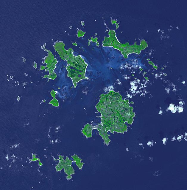 The Isles of Scilly are an archipelago of 145 islands that lies 28 km off the tip of Cornwall. Scilly is part of the Duchy of Cornwall under the stewardship of the Prince of Wales, who owns all the lands, and collects rents or leases from all 2200 residents. Tourism now accounts for 85% of the islands' income. The image was acquired July 8, 2019, covers an area of 12.8 by 13 km, and is located at 49.9 degrees north, 6.3 degrees west. https://photojournal.jpl.nasa.gov/catalog/PIA24867