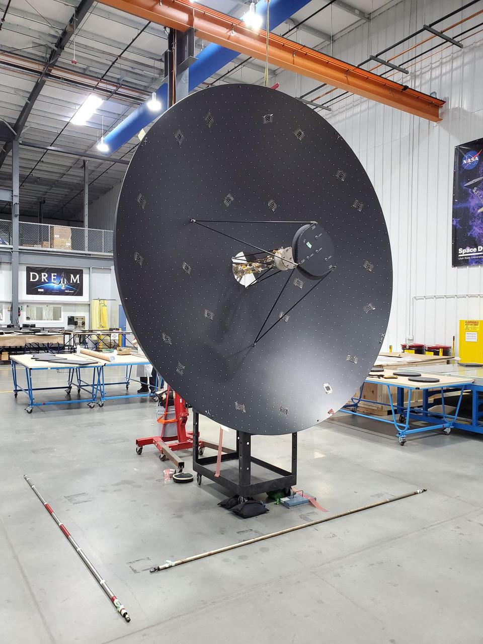 The massive high-gain antenna for NASA's Europa Clipper mission is complete. The antenna is nearly 10 feet (3 meters) wide and will be integrated along with other telecommunications hardware into the spacecraft's propulsion module. The antenna will download science data and allow ground controllers to send and receive commands and data between Earth and the spacecraft in Jupiter orbit – more than a million times farther from Earth than the International Space Station's orbits.  It was designed by the Johns Hopkins Applied Physics Laboratory (APL) in Laurel, Maryland, and aerospace vendor Applied Aerospace Structures Corporation (AASC) in Stockton, California.  With an internal global ocean under a thick layer of ice, Jupiter's moon Europa may have the potential to harbor existing life. Europa Clipper will swoop around Jupiter in an elliptical orbit, dipping close to the moon on each flyby to collect data. Understanding Europa's habitability will help scientists better understand how life developed on Earth and the potential for finding life beyond our planet. Europa Clipper is set to launch in 2024.  https://photojournal.jpl.nasa.gov/catalog/PIA24899