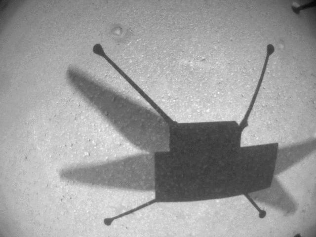 This video clip was obtained by the Ingenuity Mars Helicopter's black-and-white navigation camera during its 14th flight, on Oct. 24, 2021. During the flight, the rotorcraft reached a peak altitude of 16 feet (5 meters) with a small sideways translation of 7 feet (2 meters) to avoid a nearby sand ripple, before setting down again.  Flight 14 was only 23 seconds in length. As a result, enough onboard memory was available to obtain black-and-white navigation camera imagery at the high-rate of 7.4 frames a second.  Movie available at https://photojournal.jpl.nasa.gov/catalog/PIA24976