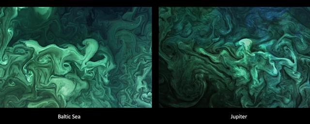 NASA image: Jovian Turbulence and Phytoplankton Bloom on Earth