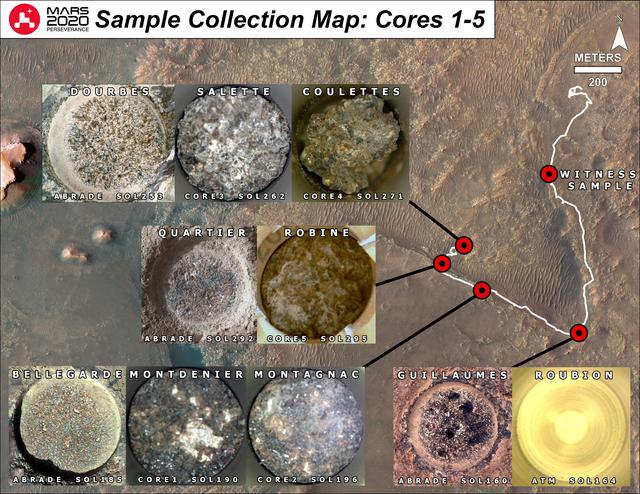 NASA image: Mapping Perseverance's First Six Samples