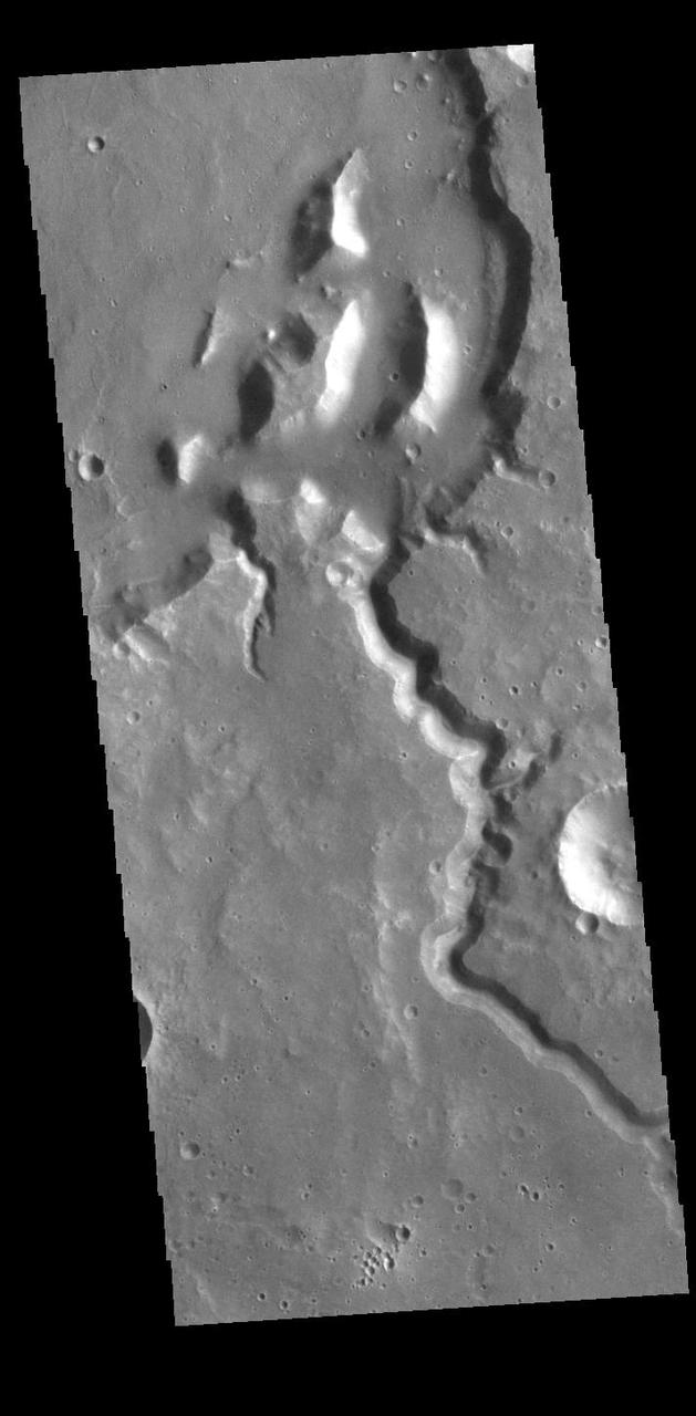 Today's VIS image shows an unnamed channel system in northern Arabia Terra.  Orbit Number: 88161 Latitude: 30.6021 Longitude: 344.658 Instrument: VIS Captured: 2021-10-29 11:43  https://photojournal.jpl.nasa.gov/catalog/PIA25130