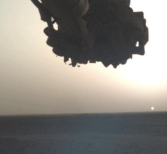 NASA's InSight lander snapped a series of images of the Sun rising and setting on Mars using the camera on its robotic arm on April 10, 2022, the 1,198th Martian day, or sol, of the mission.  https://photojournal.jpl.nasa.gov/catalog/PIA25178